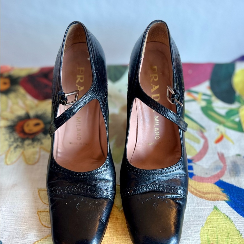 PRADA Mary Jane Pumps Women’s Size 38 (7.5) Black Vintage 90s - Picture 13 of 13